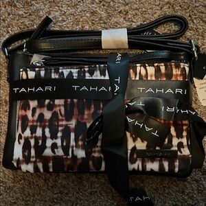 Tahari Black and Brown Patterned Bag